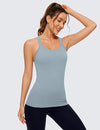 CRZ Yoga Seamless Ribbed Hip Length Sports Tank Built In Bra