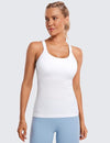 CRZ Yoga Seamless Ribbed Hip Length Sports Tank Built In Bra