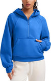 CRZ Yoga Fleece Lined Half Zip Hoodie with Thumb Holes